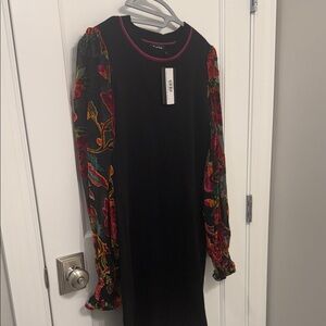 Fate Black Dress with Colorful Floral Sleeves
